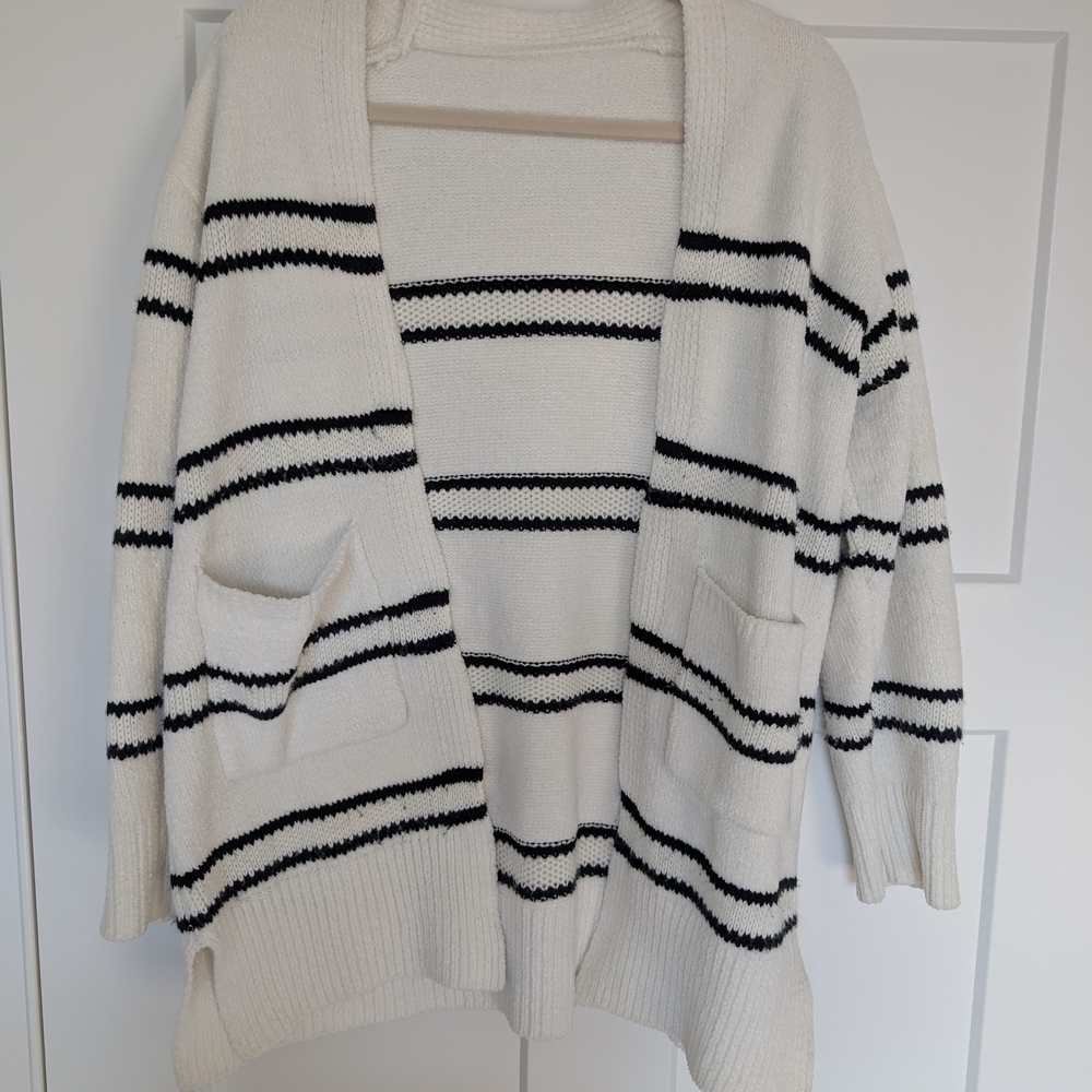 Black And Cream Oversized Cardigan